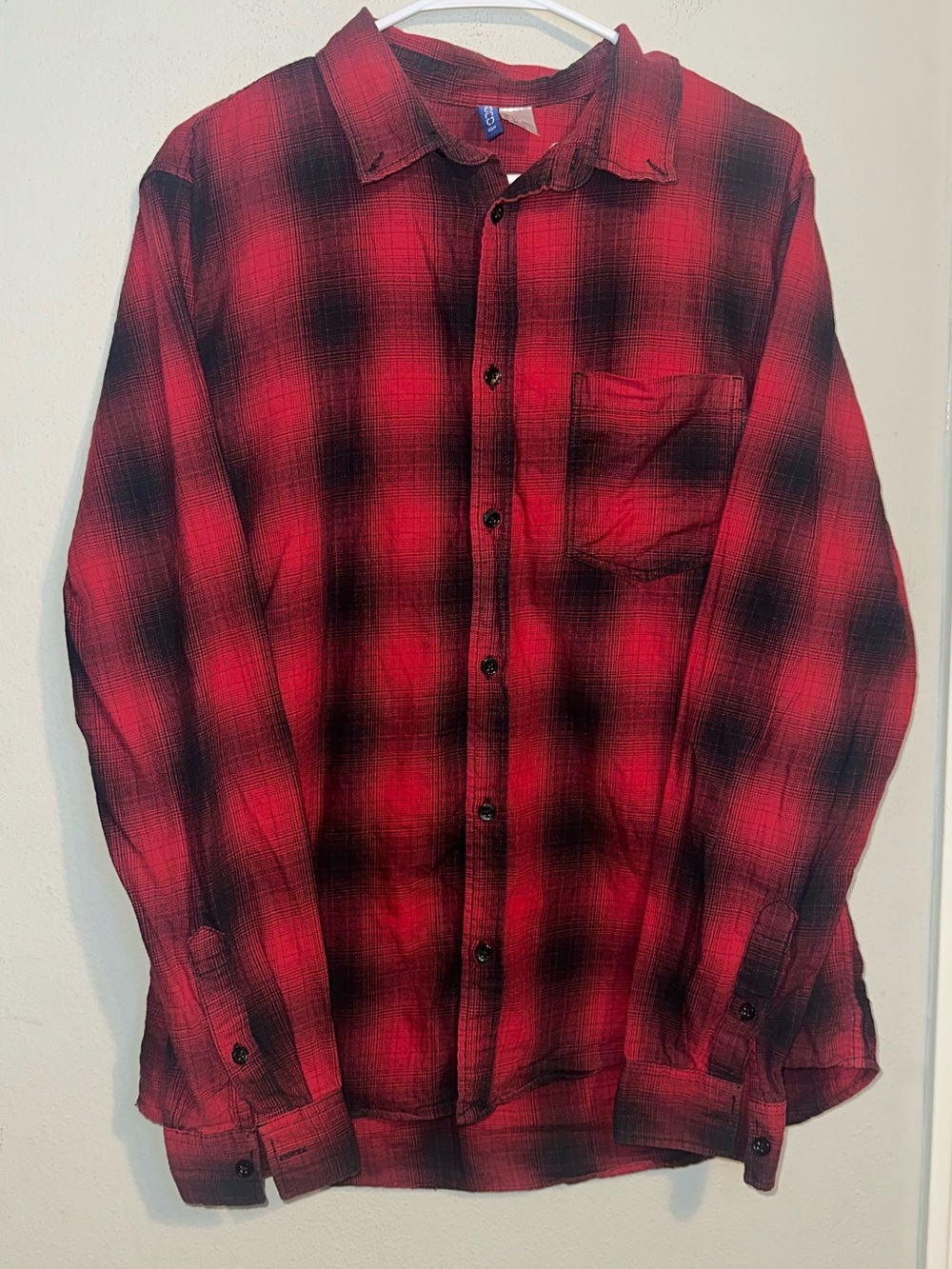 H&M Red Plaid Button Down Shirt - Flannel Style